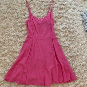 Pink Lace-up back Dress